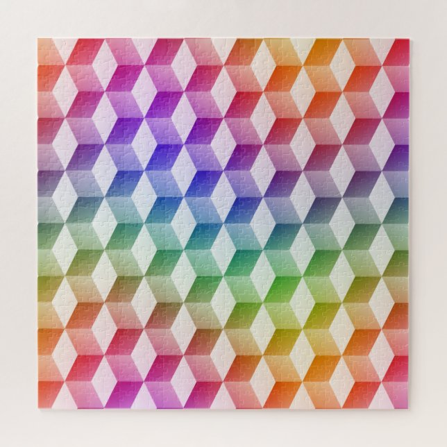 Quebra-cabeça Padrão Moderno do Cubo Arco-Íris Colorido Difícil