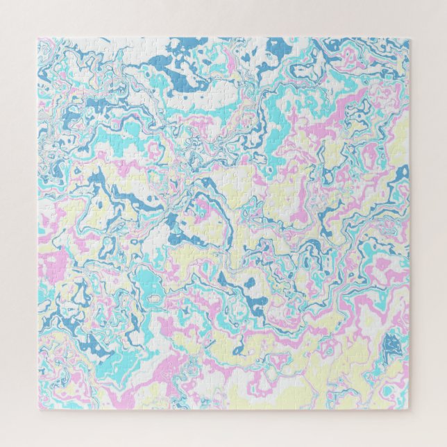 Quebra-cabeça Pastel Brilhante Colorido Groovy Boho Abstrato Mar (Vertical)