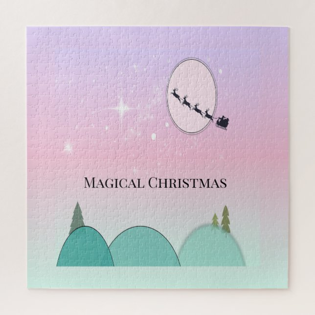 Quebra-Cabeça Pastel de Natal Iluminado ao Luar (Vertical)