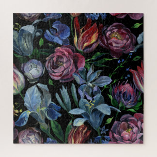 Quebra-cabeça Pastel De Óleo Floral: Padrão Sem Costura