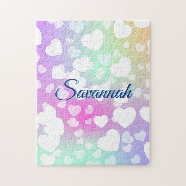 Quebra-cabeça Pastel Falling Hearts Personalizado (Vertical)