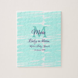 Quebra-cabeça Pastel green baby in bloom monogram baby shower te