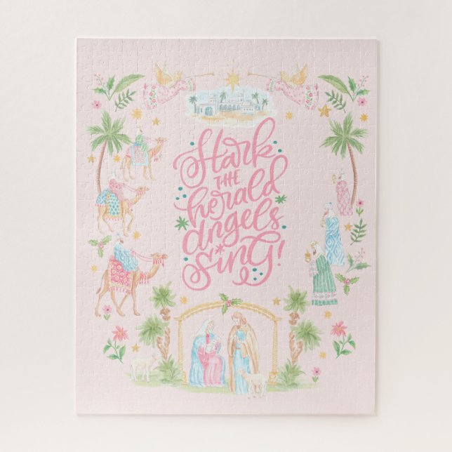 Quebra-cabeça Pastel Nativity Folded Christmas Card (Vertical)