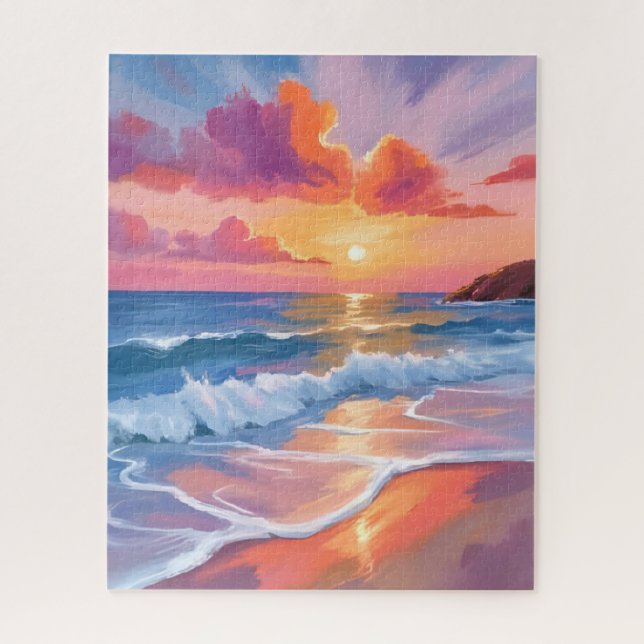 Quebra-cabeça Pastel Ocean Sunset | Colorful Beach Painting  (Vertical)