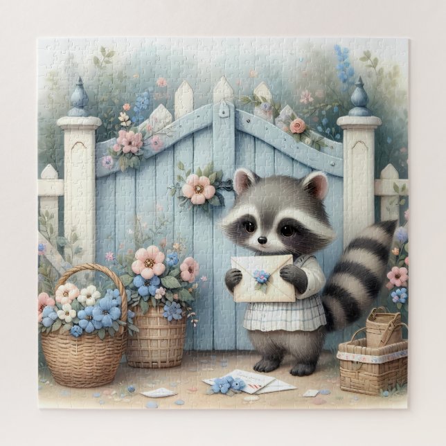 Quebra-cabeça Pastel Raccoon Letter Garden (Vertical)