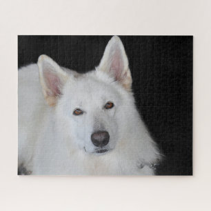 Quebra-cabeça Pastilhas de Cachorro Pastor Alemão Branco.