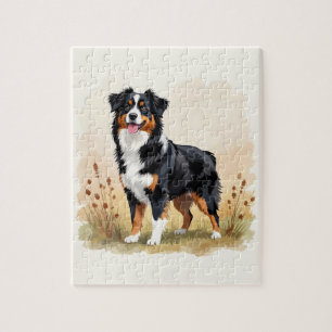 Quebra-cabeça Pastor australiano Black Tricolor Aussie Dog