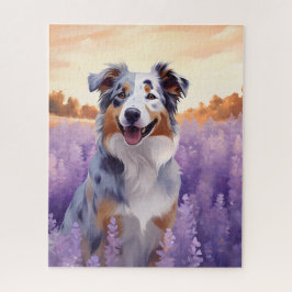 Quebra-cabeça Pastor australiano em campo de Lavanda