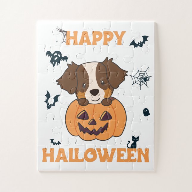 Quebra-cabeça Pastor Australiano Em Pumpkin Cute Happy Jigsera P (Vertical)