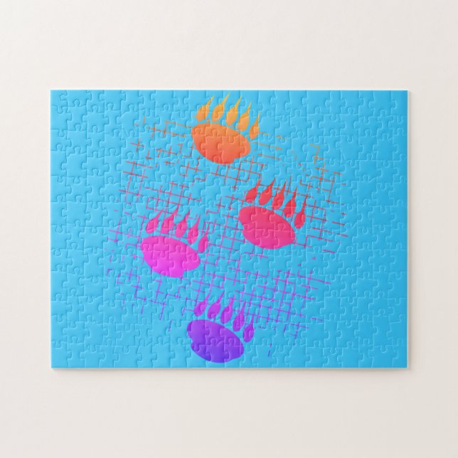 Quebra-cabeça Pata Do Cubo Do Urso Imprime Em Fundo Distante (Horizontal)