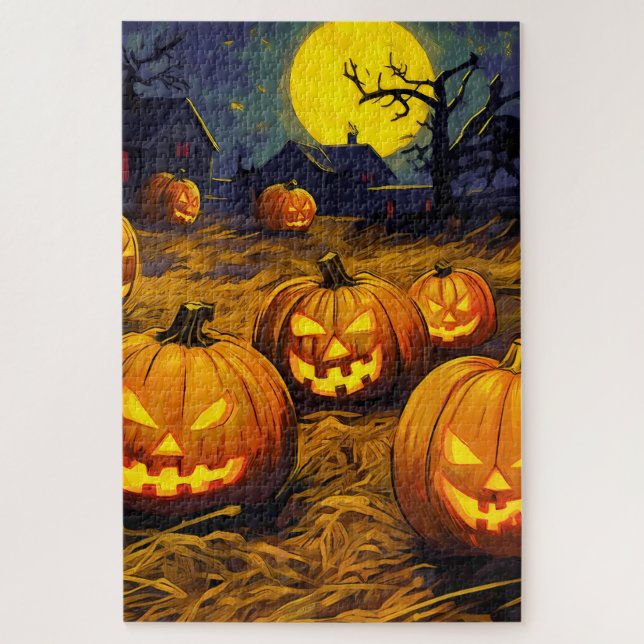 Quebra-cabeça Patch da abóbora do Halloween (Vertical)