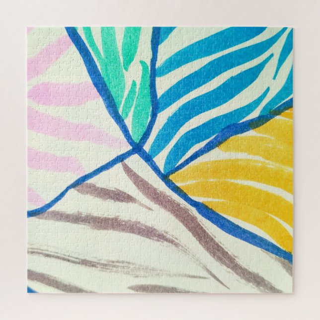 Quebra-cabeça Patchwork com aquarela: estilo de pintura sujo. (Vertical)