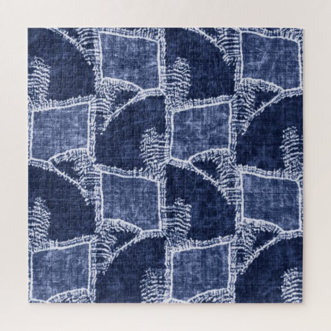 Quebra-cabeça Patchwork do Indigo: Textuturado verificado Elegân (Vertical)