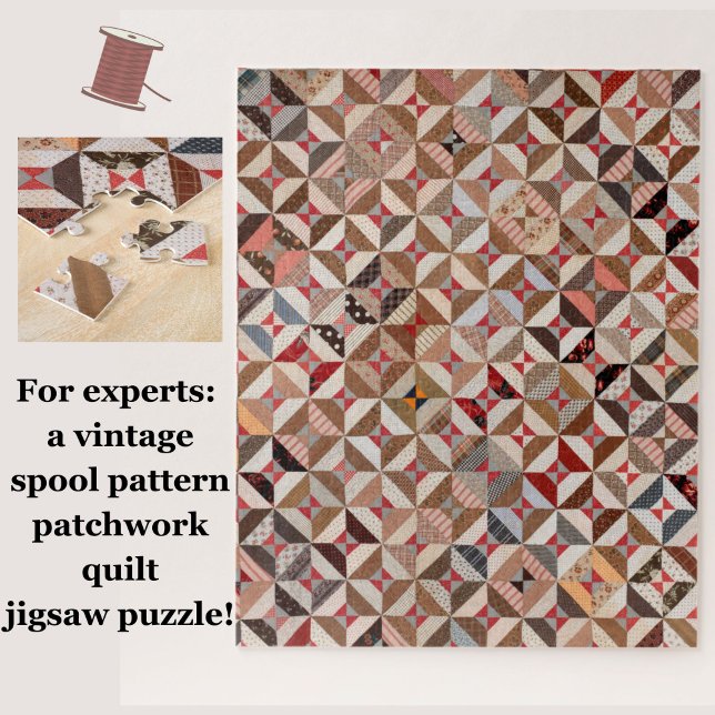 Quebra-cabeça Patchwork Quilt Pattern Challenge Jigsee Quebra-ca (A vintage spool pattern patchwork quilt jigsaw puzzle, for experts!)
