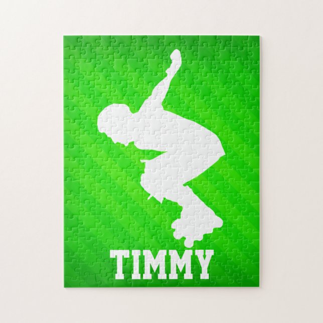 Quebra-cabeça Patinação em linha; faixas verdes de neon (Vertical)