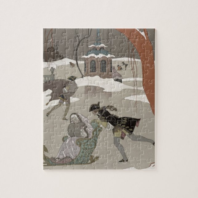 Quebra-cabeça Patinagem no gelo no lago congelado, ilustração (Vertical)