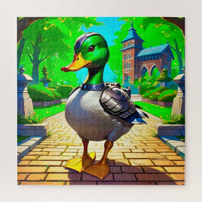 Quebra-cabeça Pato Blindado em um Parque Exuberante (Vertical)