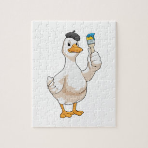 Quebra-cabeça Pato como Pincel com pincel de pintura