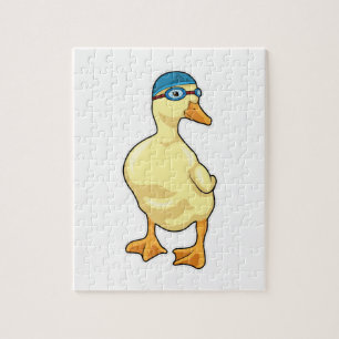 Quebra-cabeça Pato de Nadar com óculos de Nadação
