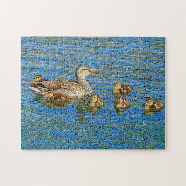 Quebra-cabeça Pato e Ducklings Mosaico Impressão (Horizontal)