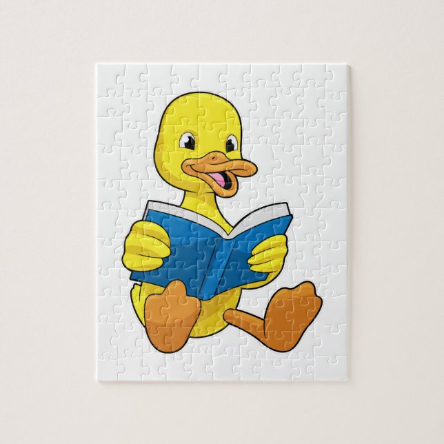 Quebra-cabeça Pato na Leitura com Livro (Vertical)