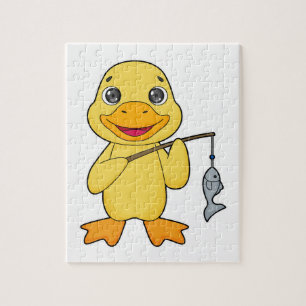 Quebra-cabeça Pato Pesca Pescado