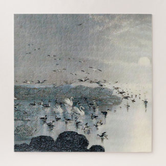 Quebra-cabeça Patos, Mallards e Cisnes no lago ao pôr do sol