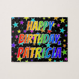 Quebra-cabeça "PATRICIA" Primeiro Nome, Diversão "FELIZ ANIVERSÁ