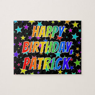 Quebra-cabeça "PATRICK" Primeiro Nome, Diversão "FELIZ ANIVERSÁR