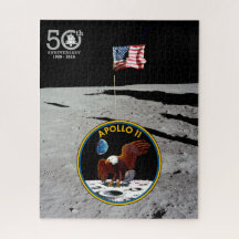 Patriotic Apollo 11 Moon Mission patch e bandeira,