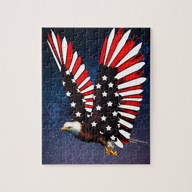 Quebra-cabeça Patriotic Eagle Puzzle – American Flag Wings on St (Vertical)
