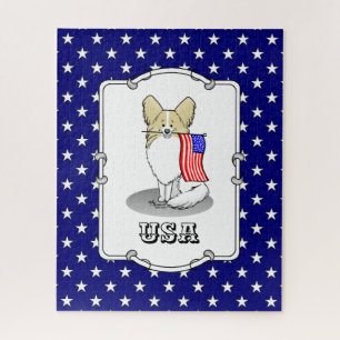 Quebra-cabeça Patriótica American Flag USA Papillon (limão)