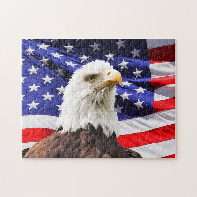 QUEBRA-CABEÇA PATRIÓTICO AMERICANO FLAG EAGLE JIGSAW QUEBRA-CABE (Horizontal)