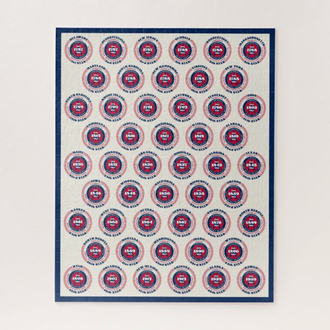 Quebra-cabeça Patriótico dos Estados Unidos da América 50 Estado (Vertical)