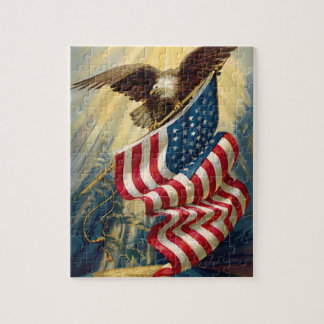 Quebra-cabeça Patriotismo Vintage, Águia Patriótica Bandeira Ame