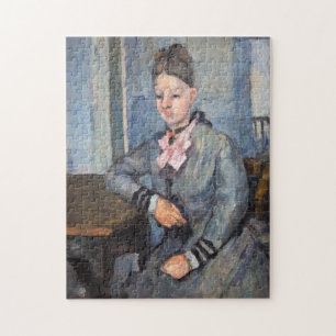 Quebra-cabeça Paul Cezanne - Madame Cezanne Lening em uma Mesa