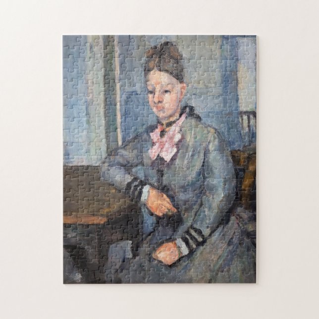 Quebra-cabeça Paul Cezanne - Madame Cezanne Lening em uma Mesa (Vertical)