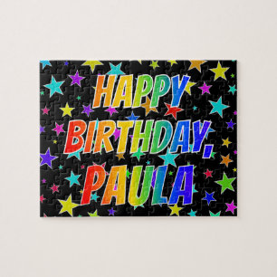 Quebra-cabeça "PAULA" Primeiro Nome, Diversão "FELIZ ANIVERSÁR