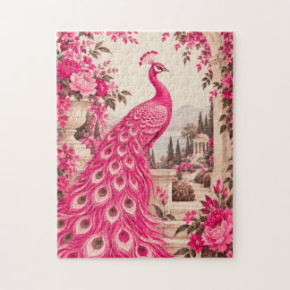 Quebra-cabeça Pavão Botânico de Casamento | Pink Couture