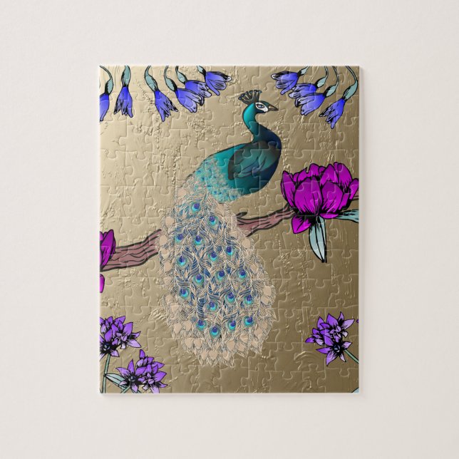 Quebra-cabeça Pavão Dourado (Vertical)