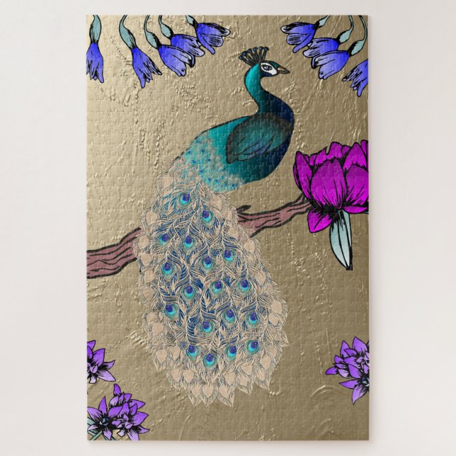 Quebra-cabeça Pavão Dourado (Vertical)