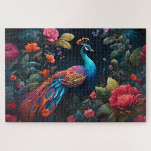 Quebra-cabeça Pavão em um Rosa Colorido