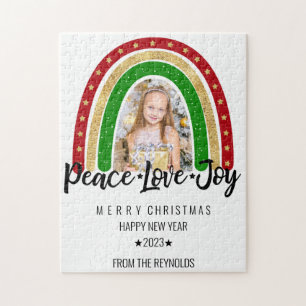 Quebra-cabeça Paz Amor Alegria Feliz Natal Foto Arco-Íris