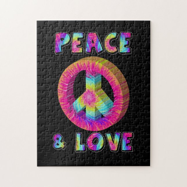 Quebra-cabeça Peace and Love with Tie Dye Peace Sign (Vertical)