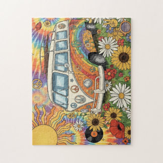 Quebra-cabeça Peace & Love 70s Retro Van Puzzle