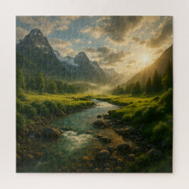 Quebra-cabeça Peaceful Mountain River Landscape Jigsaw Puzzle