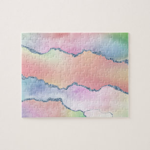 Quebra-cabeça Peach Agate Bonito Ombro de Aquarela Holográfica