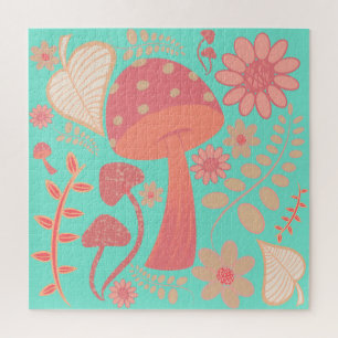 Quebra-cabeça Peach Fuzz Cor do ano dos cogumelos floral