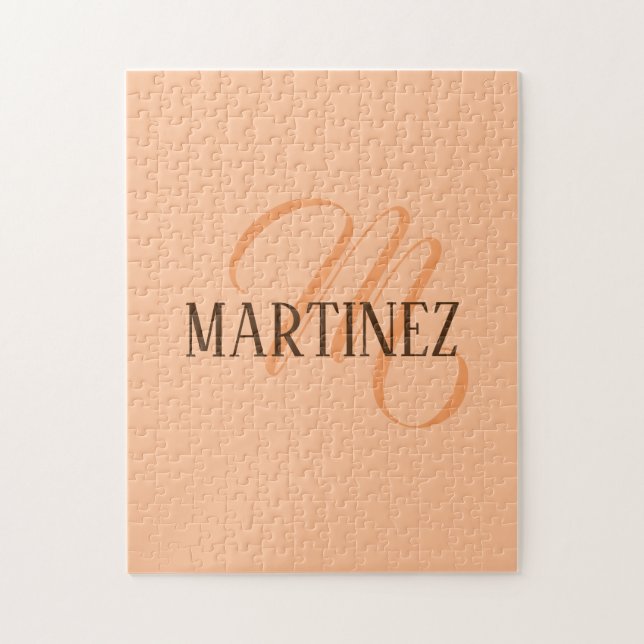 Quebra-cabeça Peach Fuzz Elegante Personalizado Nome (Vertical)