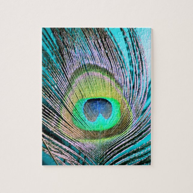 Quebra-cabeça Peacock Feather em Turquoise (Vertical)